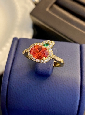 奢华高端设计戒指彩宝开口百搭女