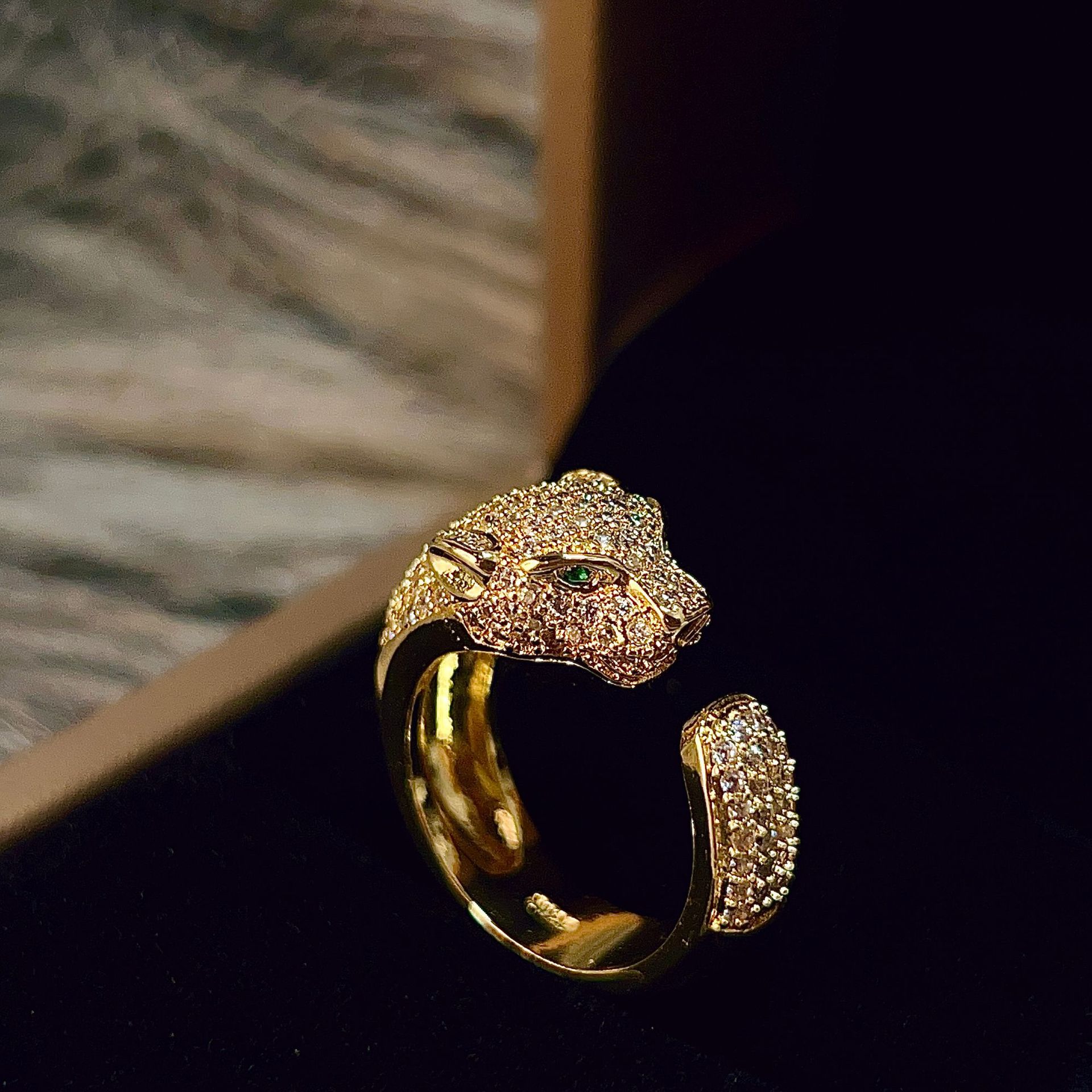 高端戒指豹子夸张个性时尚女网红