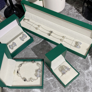 新款落落大方超闪白钻婚礼套装珍珠耳环手链项链简约小众设计百搭