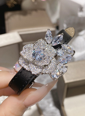 奢华优雅红玫瑰花宝石古董感手链