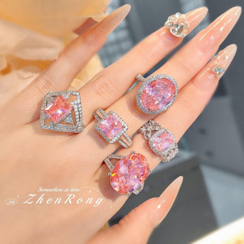 冰花切钻戒女高级感百搭时尚戒指