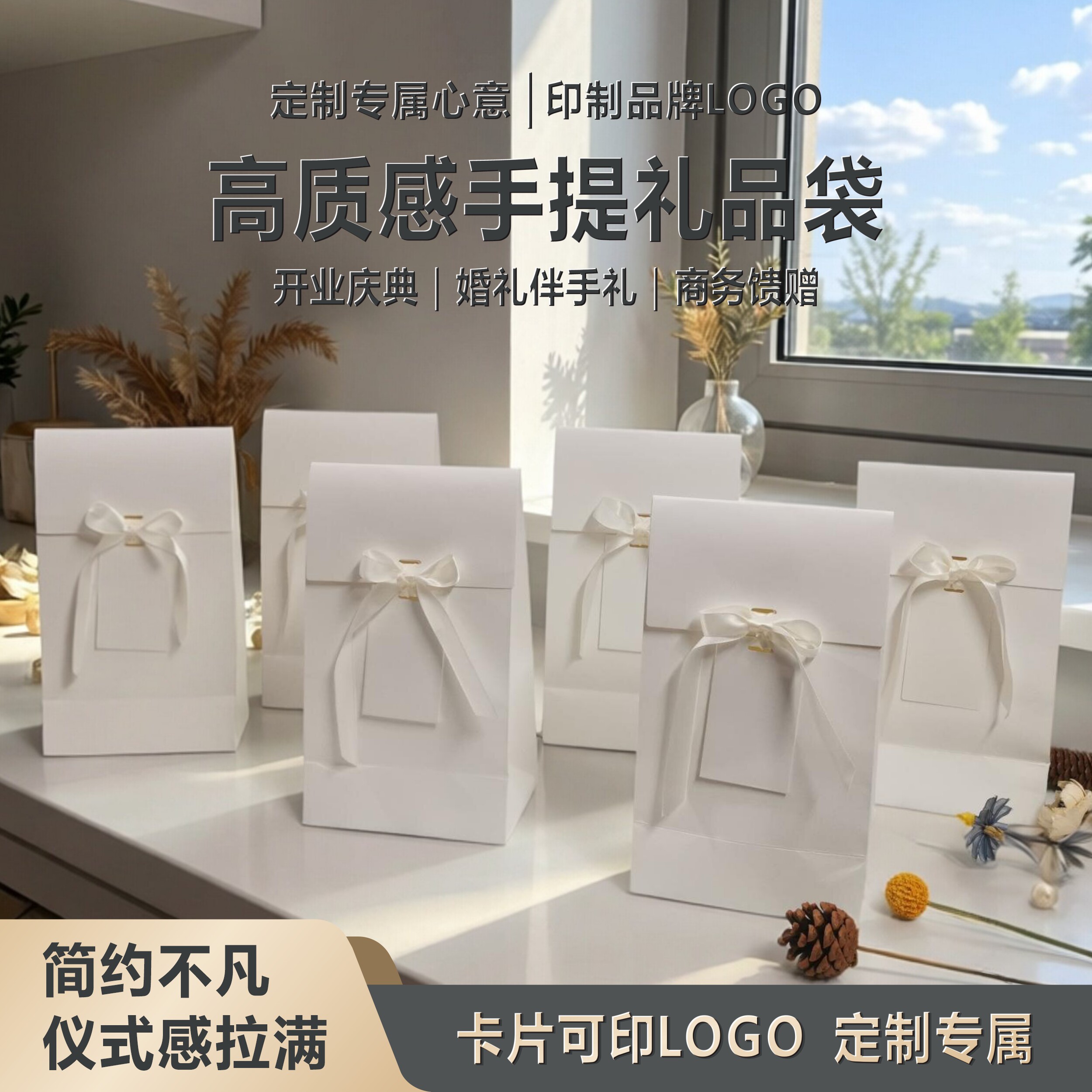 丝带小袋子定制文字高级感伴手礼包装袋牛皮纸袋婚庆开业活动diy
