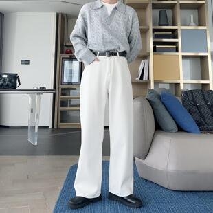 春夏简约好看纯色牛仔裤 男情侣百搭cleanfit直筒宽松拖地阔腿长裤