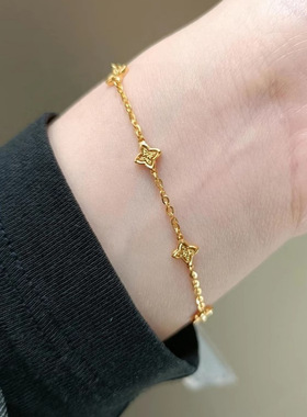 美式金色复古星芒手链女韩系简约小众设计感百搭轻奢叠戴手饰新款