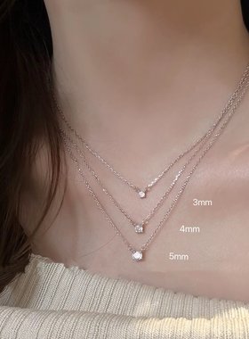 华饰赵露思同款鼻屎钻S925纯银项链单钻锆石超闪锁骨链轻奢风极简