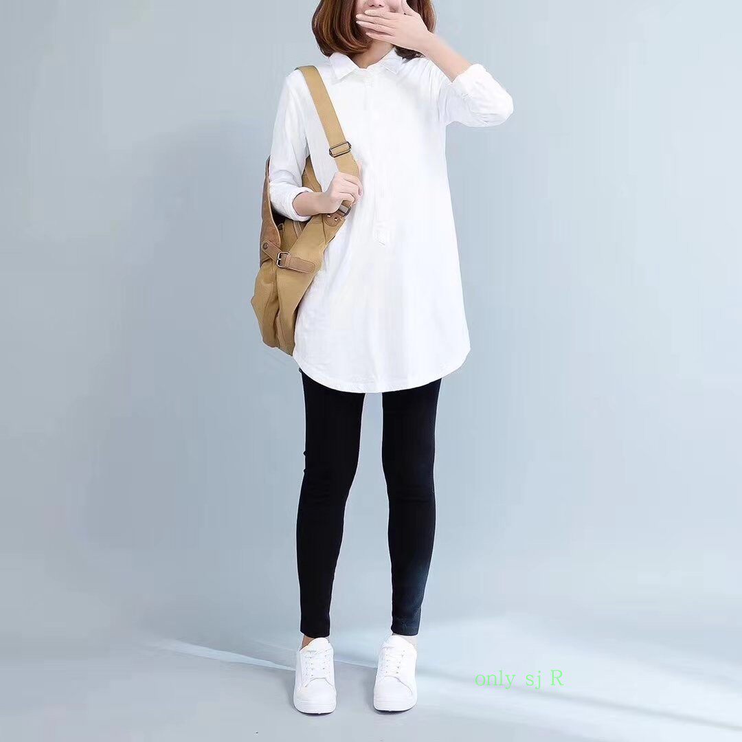 长袖纯棉弹力打底衫衬衣女