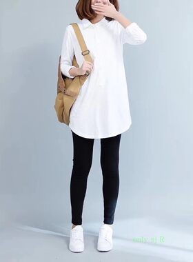 长袖纯棉弹力打底衫衬衣女