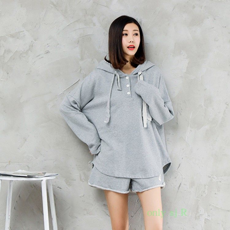 S+JL studio2025春秋新款毛圈棉连帽卫衣女中长宽松长袖套头帽衫