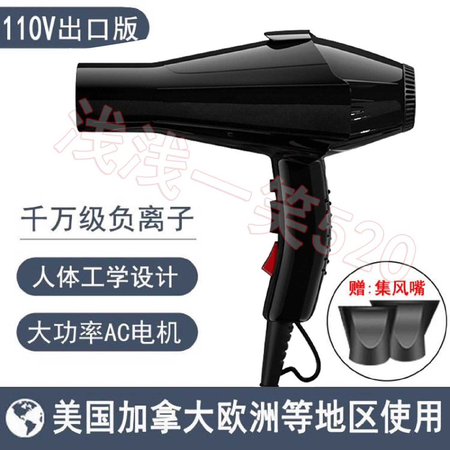 110v台湾美国用电吹风机大功率发廊专业级230v香港新加坡用吹风筒