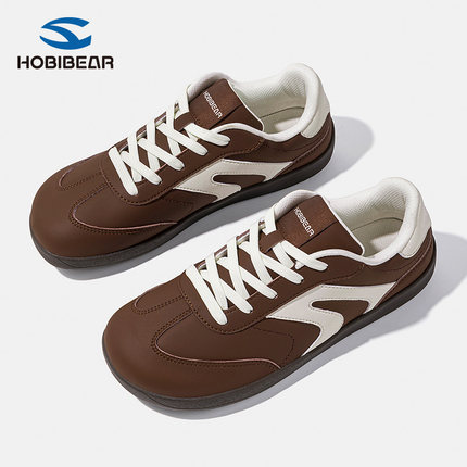 HOBIBEAR男士4e宽楦鞋秋季新款德训鞋大头赤脚鞋女士宽脚鞋宽头鞋