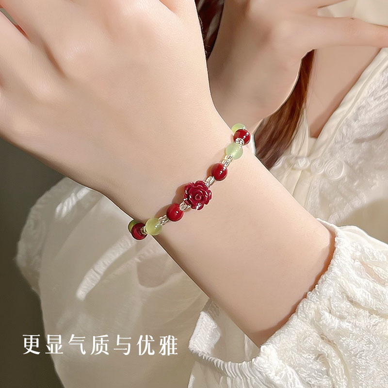 ins风创意红玫瑰玛瑙水晶手串女