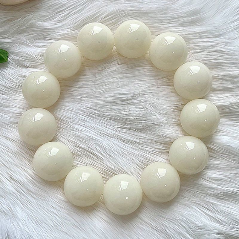 天然白玉菩提圆珠14mm菩提根原生态手串绕指柔圆珠文玩男女佛珠