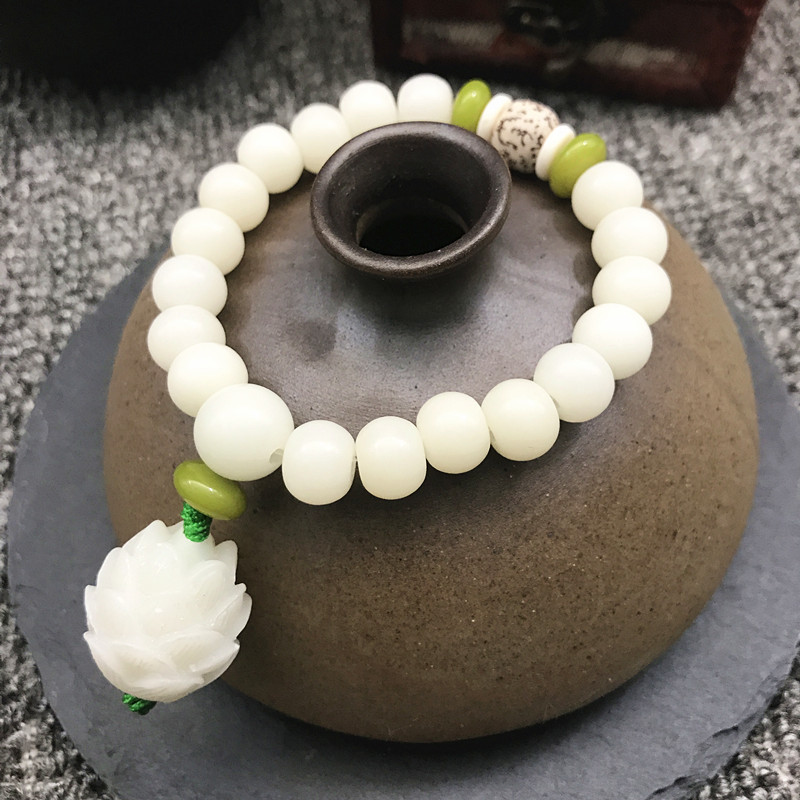 定制白玉菩提根手串108颗白玉菩