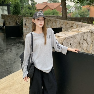 3MER哦哦三妹 美式哥特字母薄款长袖T恤女夏辣妹休闲防晒罩衫上衣