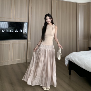 3MER哦哦三妹 优雅气质套装系带上衣女夏压褶垂感飘飘长裙两件套