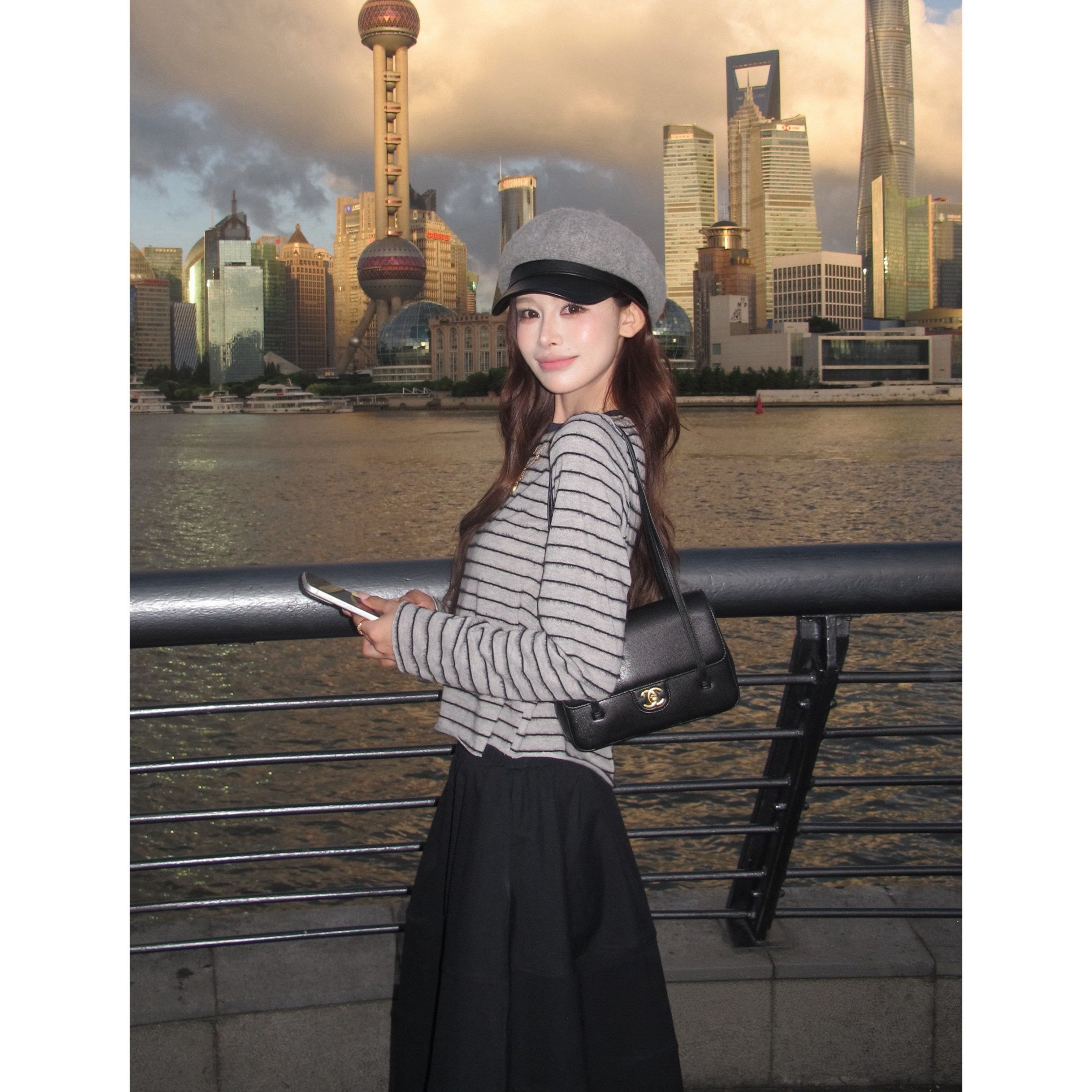 3MER早秋条纹拼接长袖T图片