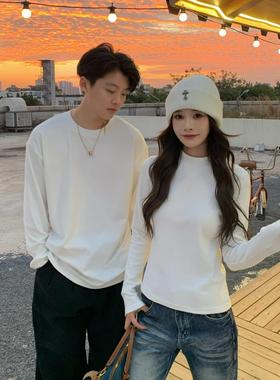 3MER哦哦三妹长袖T恤女2025春秋新款白色德绒内搭打底衫保暖上衣