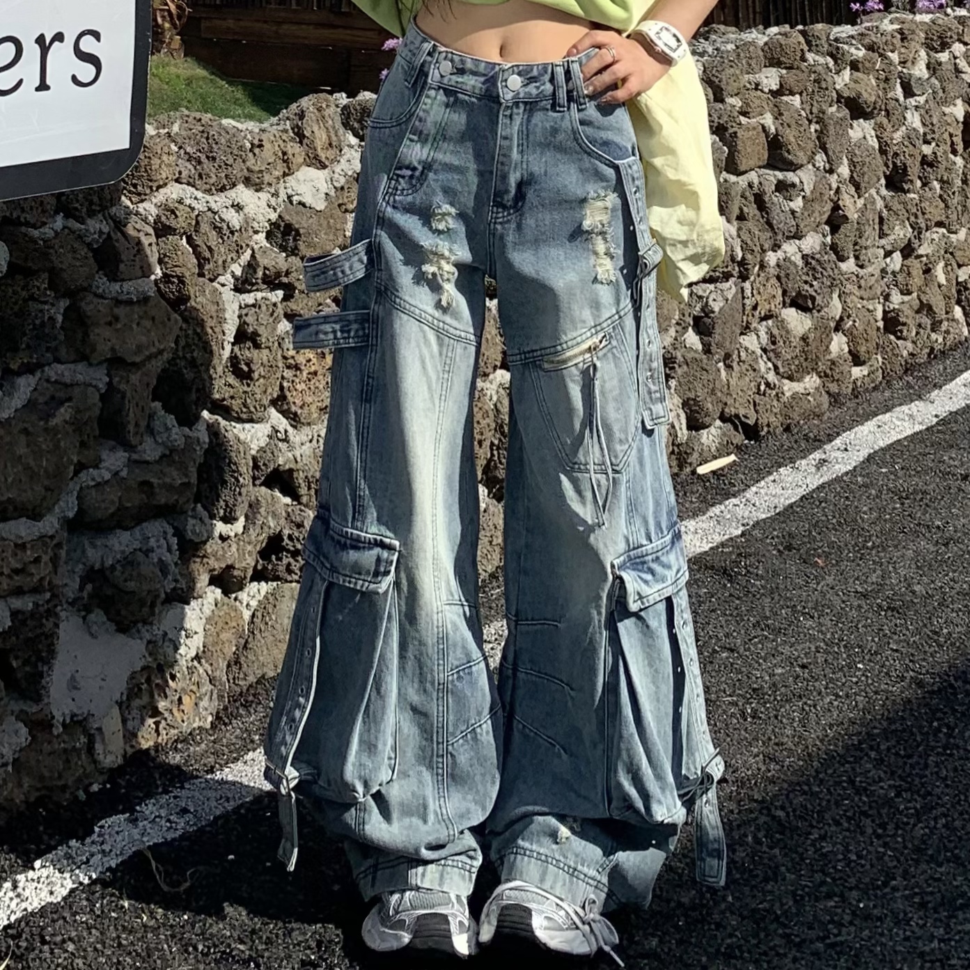 3MER重工设计感工装牛仔裤