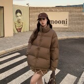 3MER哦哦三妹90白鸭绒立领羽绒服2024冬装 新款 保暖加厚面包服外套