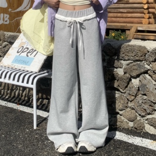 拼接宽松运动慵懒风卫裤 女夏季 子 花边辣妹休闲裤 3MER哦哦三妹美式