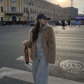 3MER哦哦三妹 仿狐狸毛高级感深棕色毛毛外套女秋冬保暖毛绒上衣