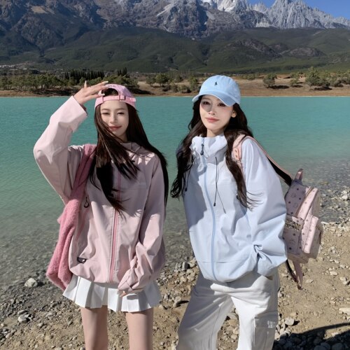 3MER私服连帽撞色拉链夹克外套