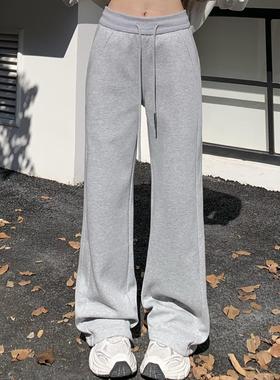 3MER哦哦三妹灰色lulu卫裤2025春秋新款抽绳松紧腰阔腿运动休闲裤