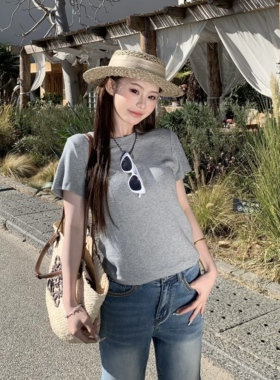 3MER哦哦三妹 5色正肩圆领短袖T恤女纯色微宽松基础百搭显瘦上衣