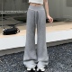 显瘦喇叭裤 女春秋百搭卫裤 子 灰色不贴腿微喇休闲裤 3MER哦哦三妹