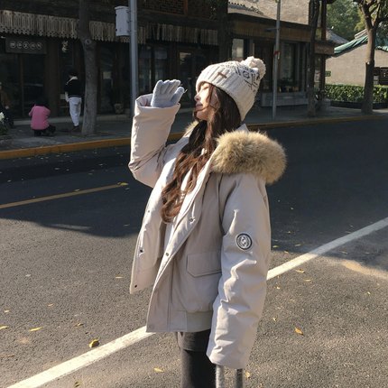 3MER哦哦三妹 90白鸭绒可拆卸毛领派克羽绒服女冬季新款保暖外套