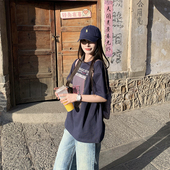 3MER哦哦三妹韩系字母印花短袖 圆领上衣 T恤女宽松2026春夏新款