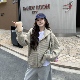 连帽卫衣女休闲长袖 3MER哦哦三妹美式 复古慵懒风宽松条纹开衫 外套