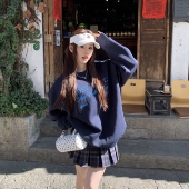 慵懒宽松百搭上衣 美式 3MER哦哦三妹 韩系字母印花圆领卫衣女春季