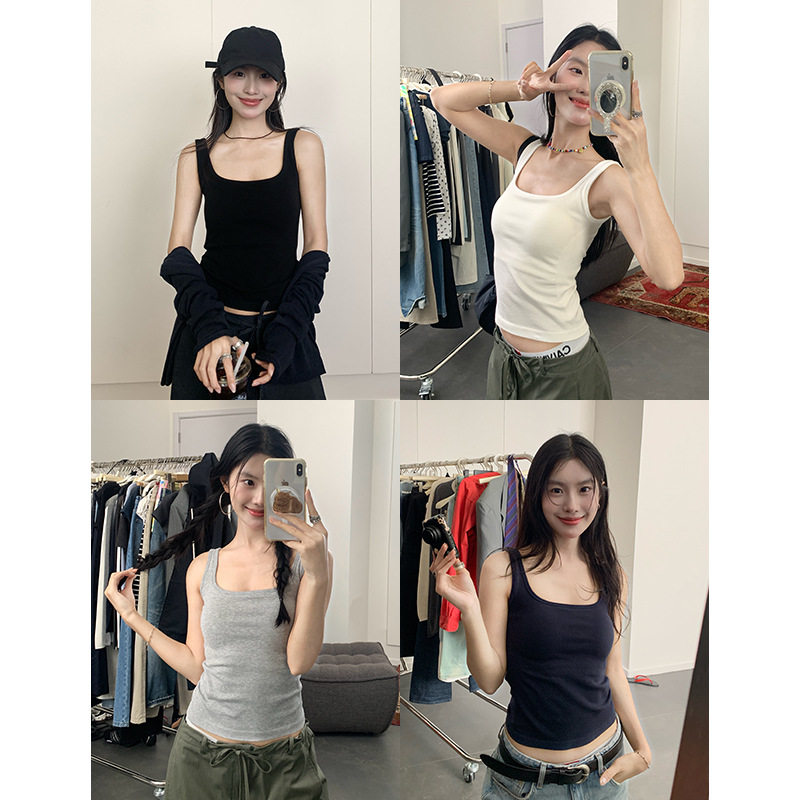 辣妹带胸垫吊带背心女2025夏抹胸