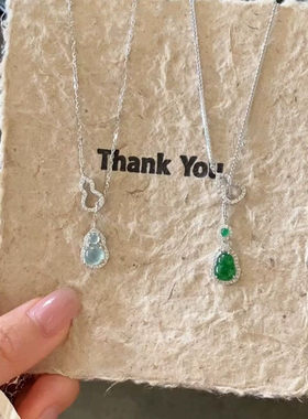 新中式福禄双环葫芦吊坠锁骨链