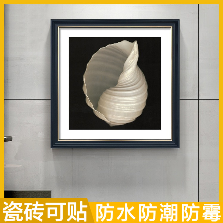 简约现代海底海螺贝壳标本淋浴间防水画浴室挂画北欧厕所墙装饰画图片