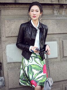 皮外套厂家直销 真皮夹克修身 真皮头层绵羊皮 皮衣女短款