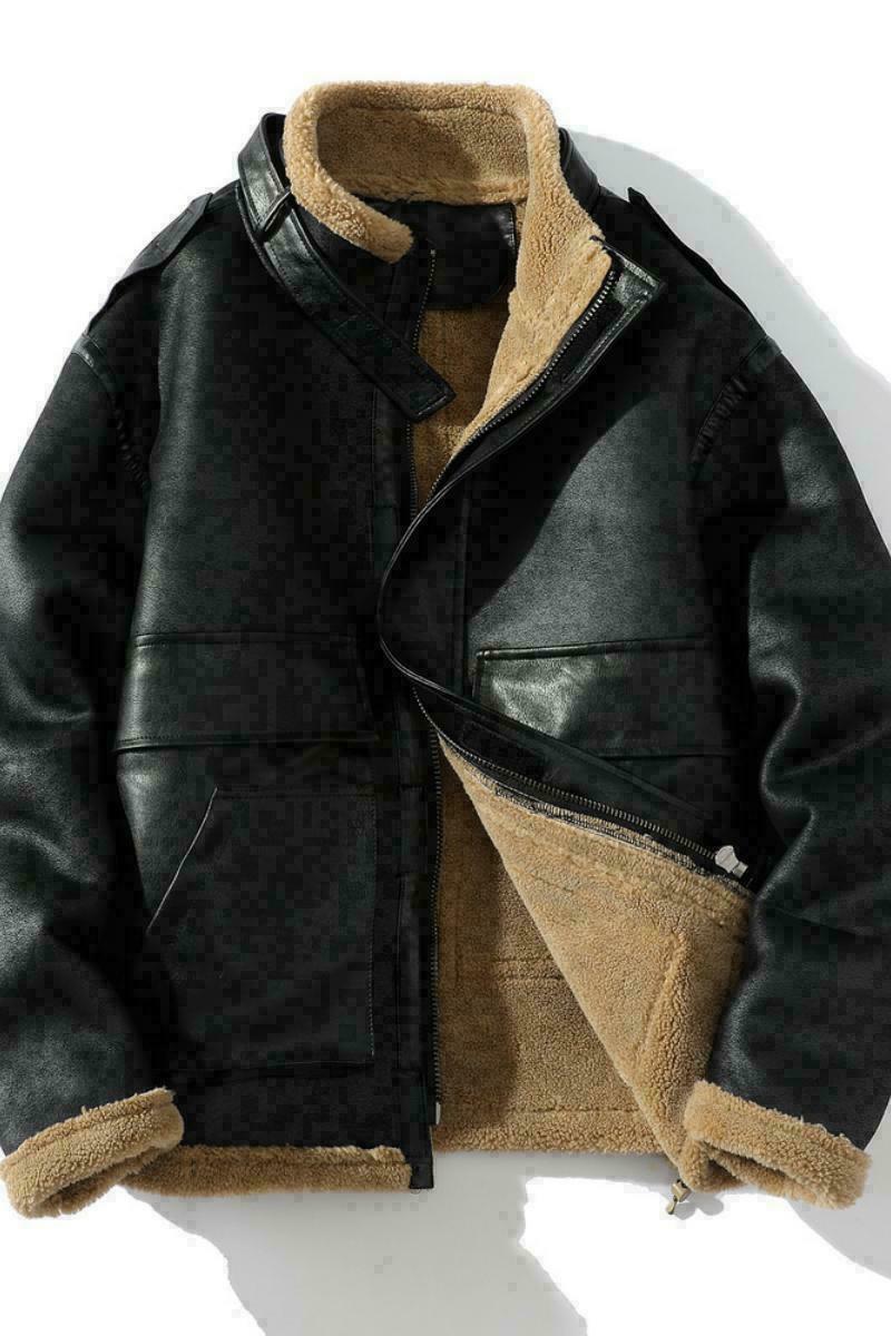 日系白底冬季男装皮毛一体加绒加厚夹克男外套A087-PY318-P245,男装夹克,电商A087