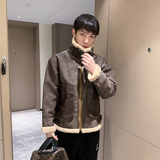 酒店风冬季新款皮毛一体加绒加厚男装外套A087-PY323-P245，女装短外套，电商A087