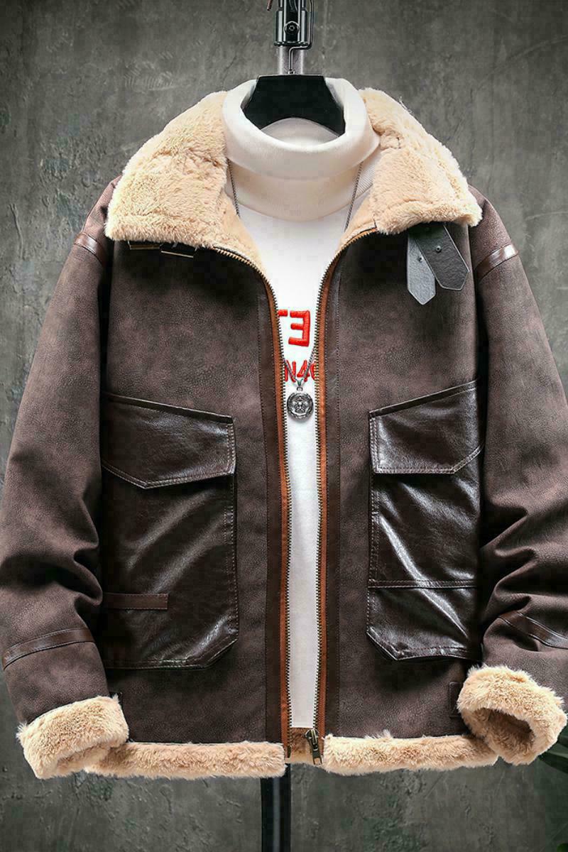 展架挂拍冬季皮毛一体加绒加厚夹克男外套潮A087-PY323-P245,男装夹克,电商A087