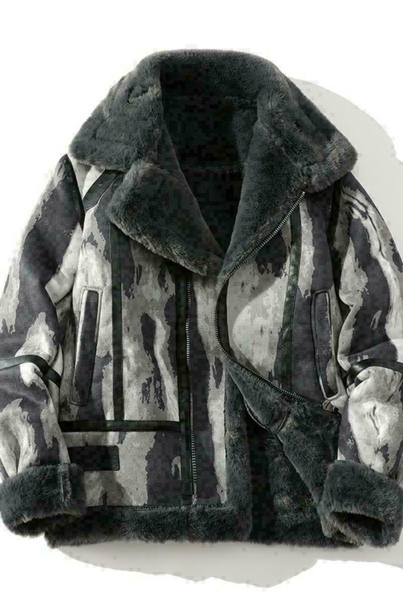 日系白底冬季皮毛一体加绒加厚夹克男外套潮A087-PY330-P245,男装夹克,电商A087