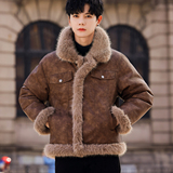 冬季保暖外套皮毛一体大毛领翻领绒夹克A087-PM352-P245控368，男装夹克，电商A087