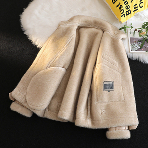 绒毯风冬季皮毛一体加绒加厚夹克男外套潮A087-PY336-P350,秋枣红色连衣裙搭配什么外套好看图片