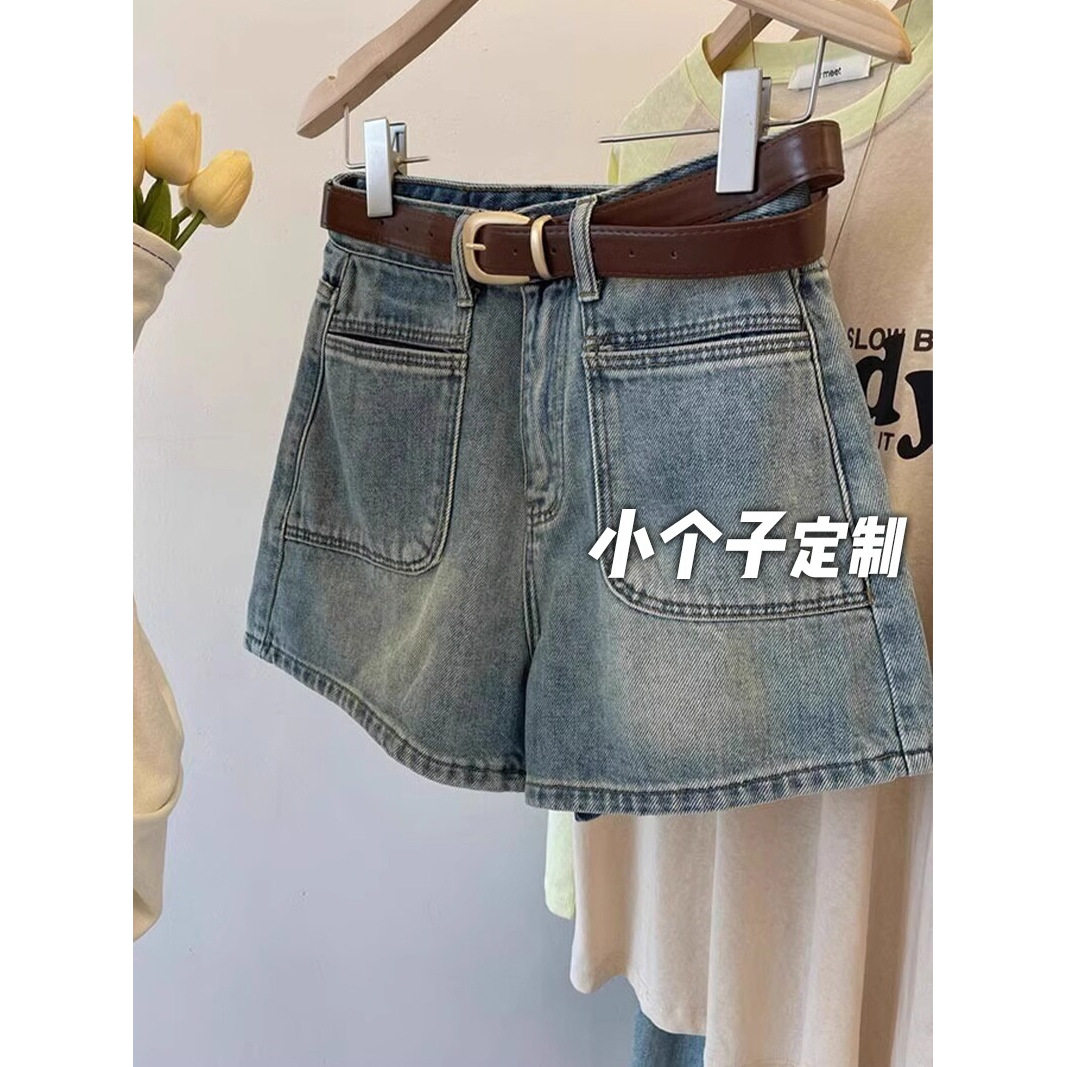 小个子显瘦高腰A字牛仔短裤女