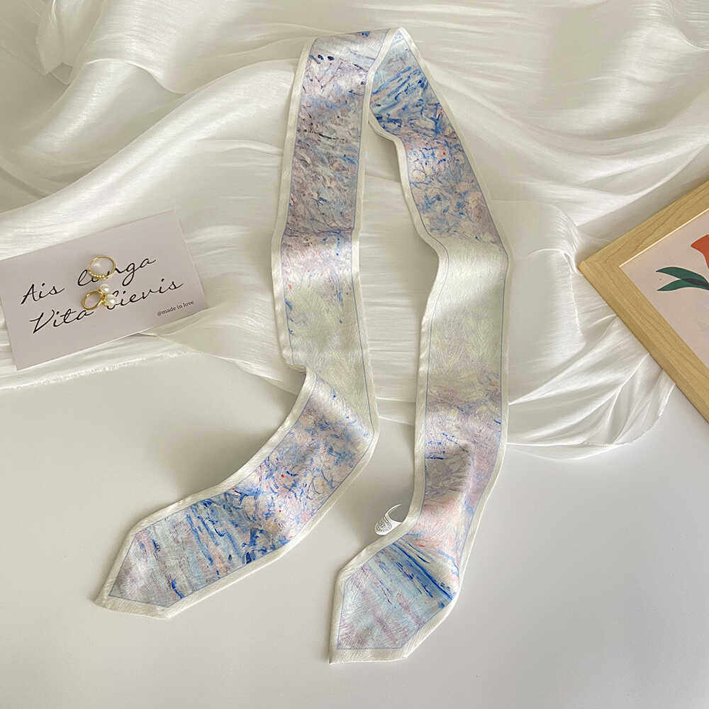 油画雪景丝巾百搭装饰原创设计春夏简约护颈发带长条法式绑包飘带,服饰配件/皮带/帽子/围巾,围巾/丝巾/披肩,淘宝优惠券,粉丝福利购,淘宝优惠卷