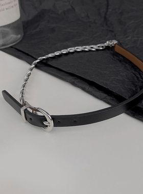 黑色皮带辣妹项链女暗黑choker手环颈链拼接个性夏季潮流锁骨项圈