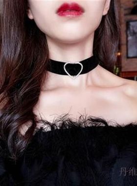 爱心宽版颈链短款项链锁骨链女项圈日韩简约choker颈带脖子