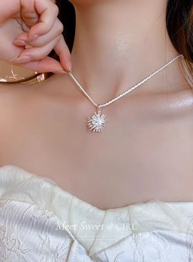法式银色烟花吊坠项链精致小众设计锁骨链高级感独特时尚颈链配饰