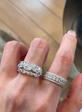 不撞款vintage叠戴华丽重工排钻戒指女款老钱风食指戒高级感贵气