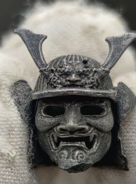 纯铜做旧原创日本武士将军头盔 手工刀坠伞绳吊坠 户外EDC 铜挂坠